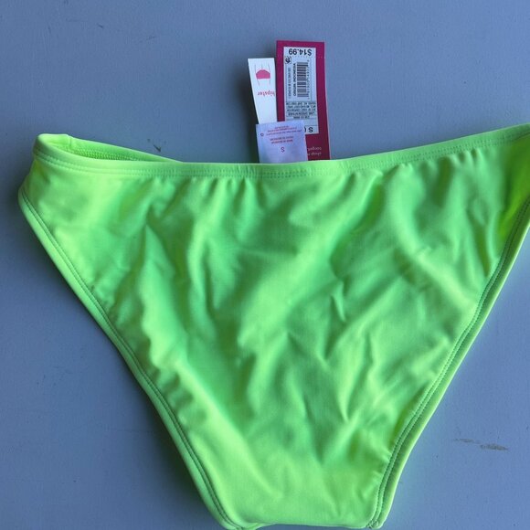 Xhilaration Juniors' High Leg Scoop Bikini Bottom Neon Lime Green Small - Picture 5 of 6